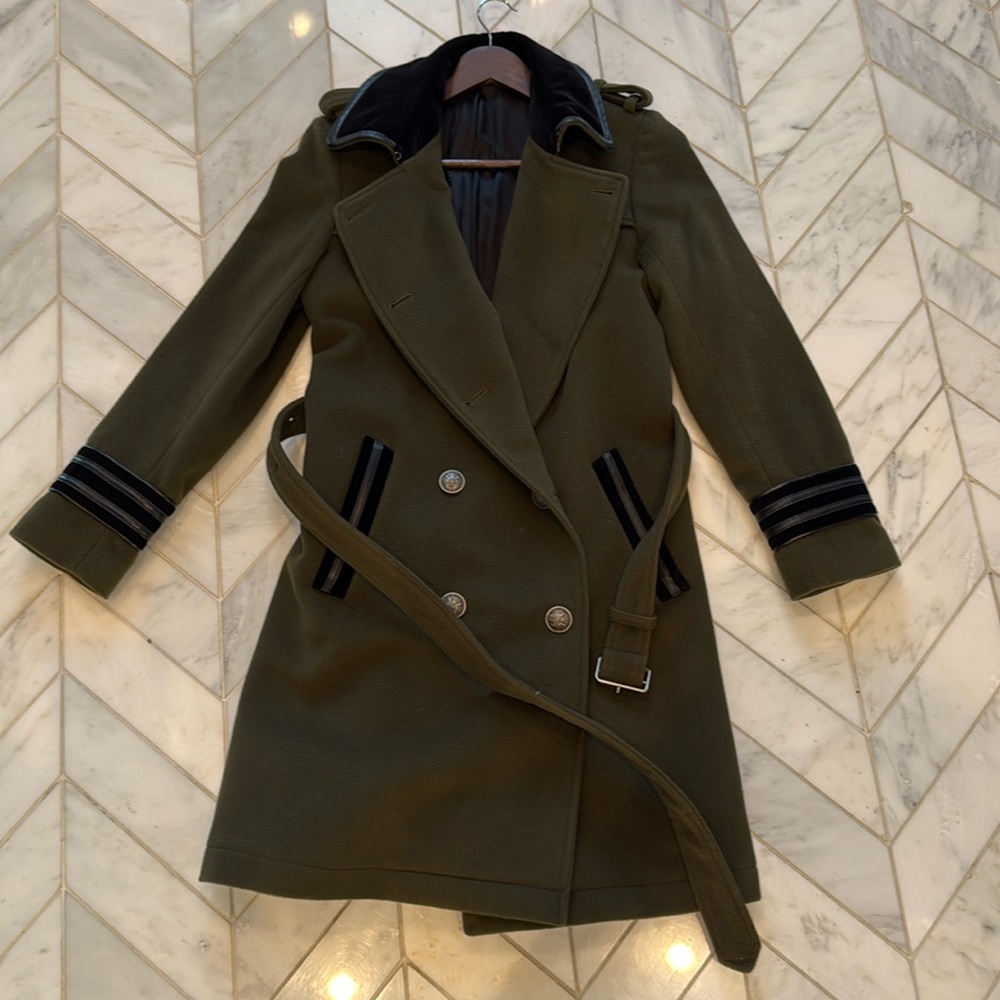 The Kooples Green Trench Army Jacket
